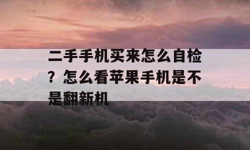 二手手机买来怎么自检？怎么看苹果手机是不是翻新机