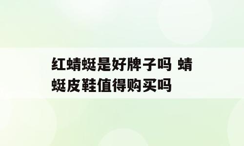 红蜻蜓是好牌子吗 蜻蜓皮鞋值得购买吗