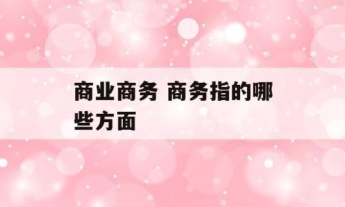 商业商务 商务指的哪些方面