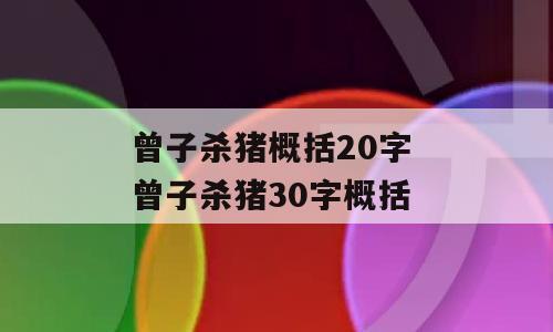 曾子杀猪概括20字 曾子杀猪30字概括