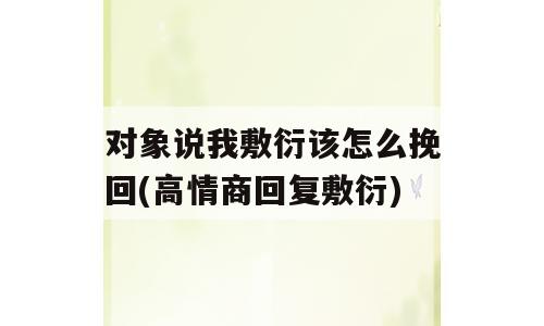 对象说我敷衍该怎么挽回(高情商回复敷衍)