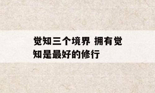 觉知三个境界 拥有觉知是最好的修行