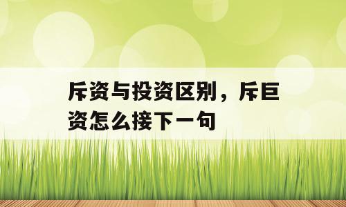 斥资与投资区别，斥巨资怎么接下一句
