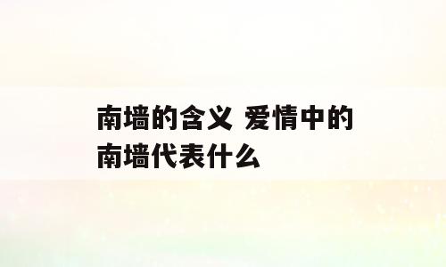 南墙的含义 爱情中的南墙代表什么