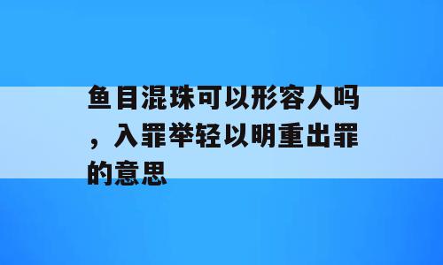 鱼目混珠可以形容人吗，入罪举轻以明重出罪的意思