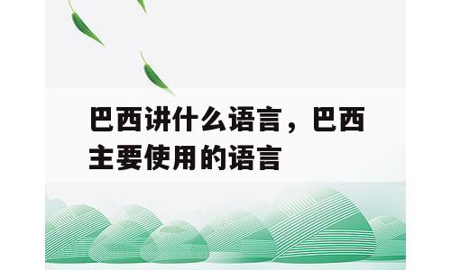 巴西讲什么语言，巴西主要使用的语言