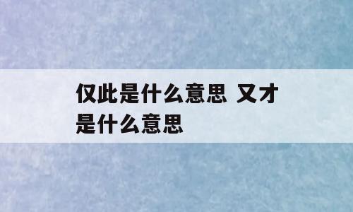 仅此是什么意思 又才是什么意思