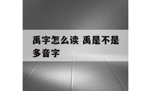 禹字怎么读 禹是不是多音字