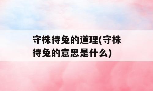 守株待兔的道理(守株待兔的意思是什么)