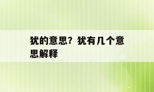 犹的意思？犹有几个意思解释