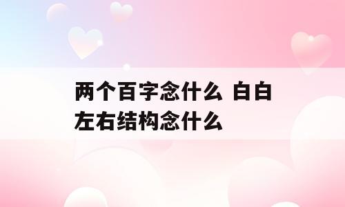 两个百字念什么 白白左右结构念什么