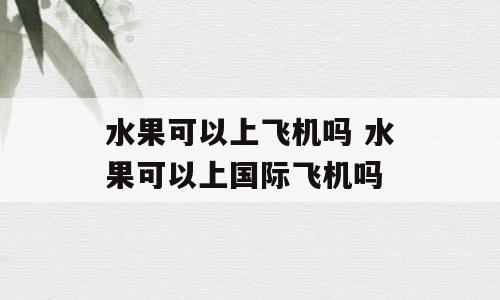 水果可以上飞机吗 水果可以上国际飞机吗