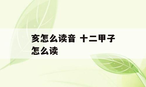 亥怎么读音 十二甲子怎么读