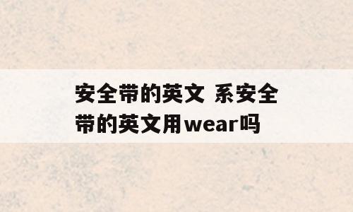 安全带的英文 系安全带的英文用wear吗