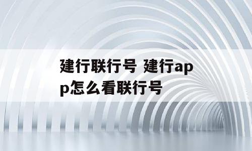 建行联行号 建行app怎么看联行号