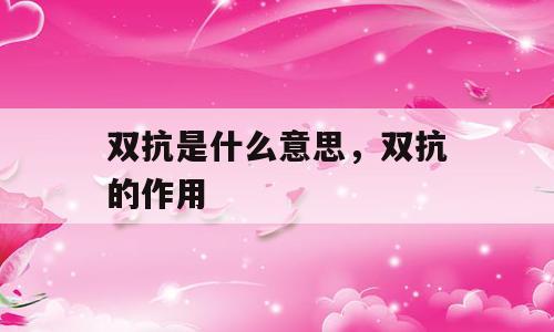 双抗是什么意思，双抗的作用