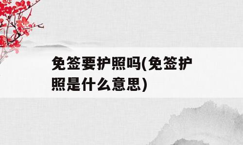 免签要护照吗(免签护照是什么意思)