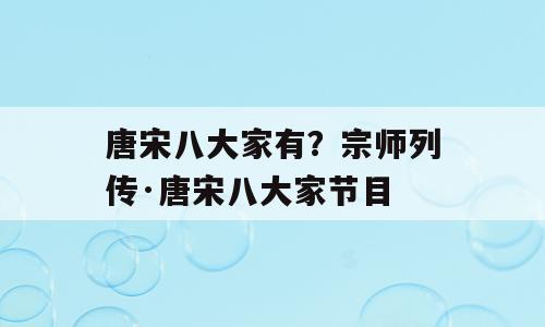 唐宋八大家有？宗师列传·唐宋八大家节目