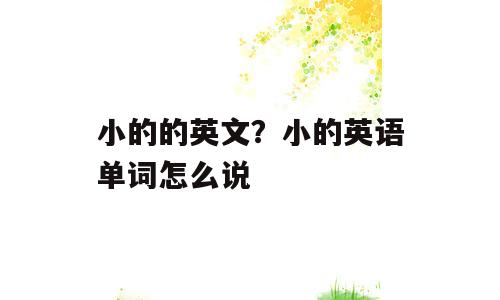 小的的英文？小的英语单词怎么说