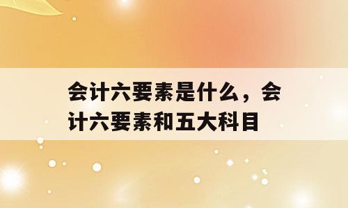 会计六要素是什么，会计六要素和五大科目