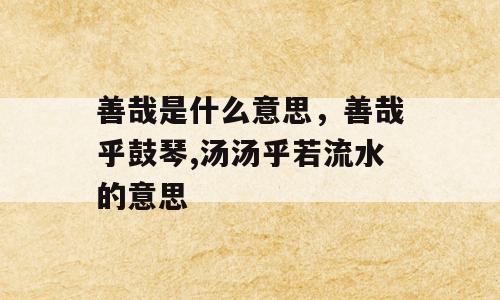 善哉是什么意思，善哉乎鼓琴,汤汤乎若流水的意思