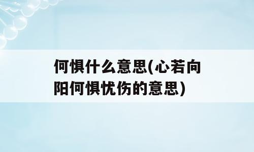 何惧什么意思(心若向阳何惧忧伤的意思)