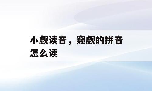 小觑读音，窥觑的拼音怎么读