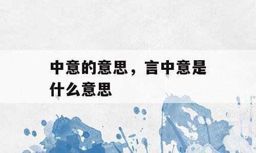中意的意思，言中意是什么意思