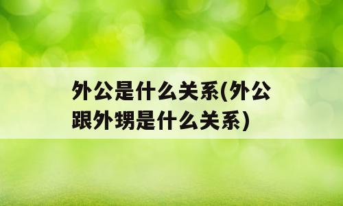 外公是什么关系(外公跟外甥是什么关系)