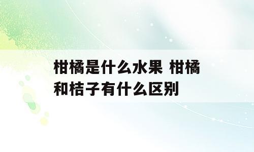 柑橘是什么水果 柑橘和桔子有什么区别