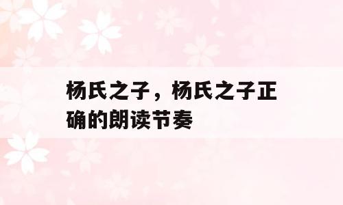 杨氏之子，杨氏之子正确的朗读节奏