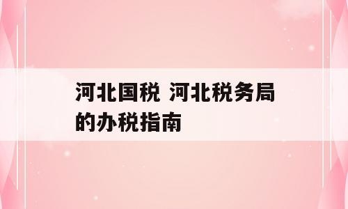 河北国税 河北税务局的办税指南