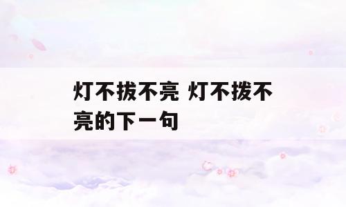 灯不拔不亮 灯不拨不亮的下一句