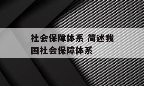 社会保障体系 简述我国社会保障体系