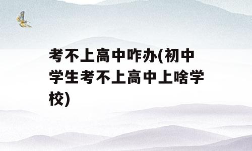 考不上高中咋办(初中学生考不上高中上啥学校)