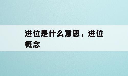进位是什么意思，进位概念