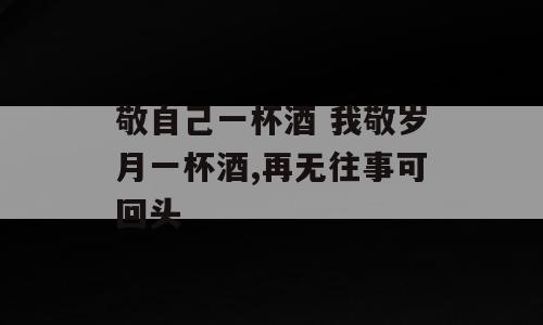 敬自己一杯酒 我敬岁月一杯酒,再无往事可回头
