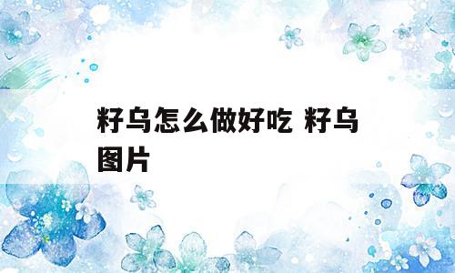 籽乌怎么做好吃 籽乌图片