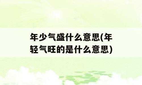 年少气盛什么意思(年轻气旺的是什么意思)