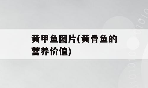 黄甲鱼图片(黄骨鱼的营养价值)