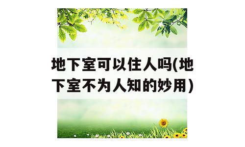 地下室可以住人吗(地下室不为人知的妙用)