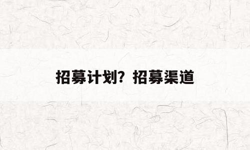 招募计划？招募渠道