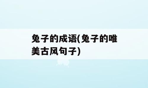 兔子的成语(兔子的唯美古风句子)