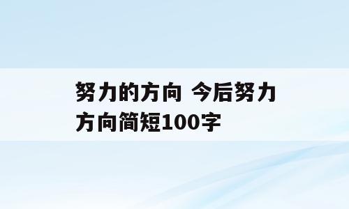 努力的方向 今后努力方向简短100字