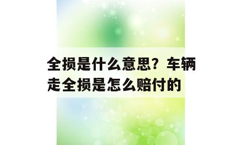 全损是什么意思？车辆走全损是怎么赔付的