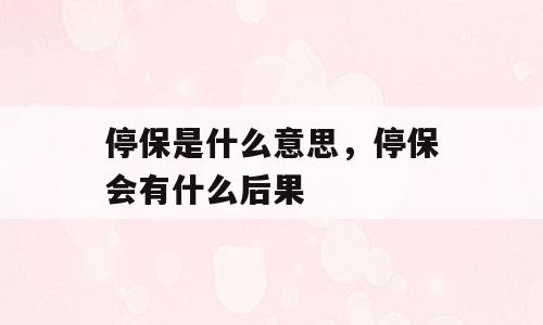 停保是什么意思，停保会有什么后果