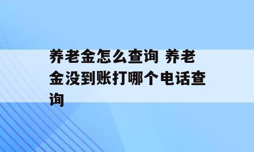 养老金怎么查询 养老金没到账打哪个电话查询