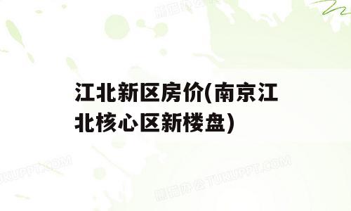 江北新区房价(南京江北核心区新楼盘)
