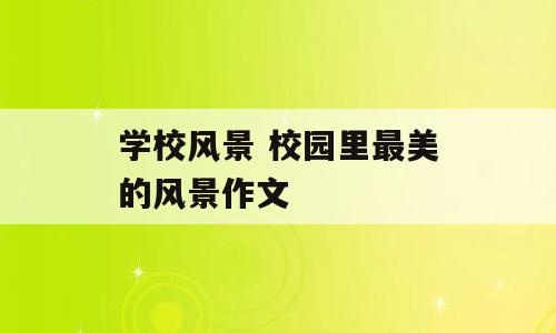 学校风景 校园里最美的风景作文