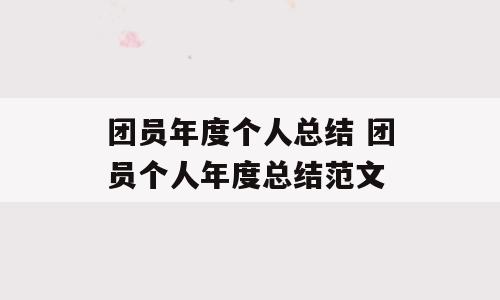 团员年度个人总结 团员个人年度总结范文
